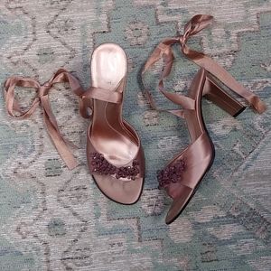 Nine West Vintage Blush Pink Beaded Lace-up Heel